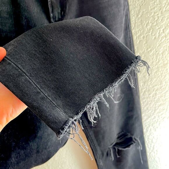 AGOLDE Cherie High Rise Straight jeans black destroyed ripped knees SIZE: 24 - Picture 10 of 11